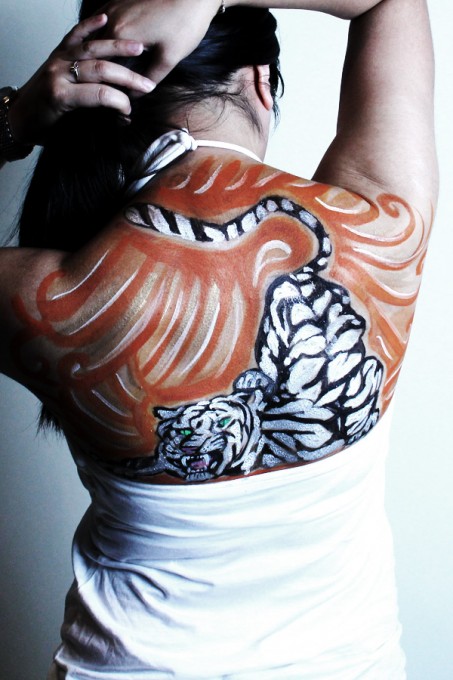 white tiger non-nude body painting idea