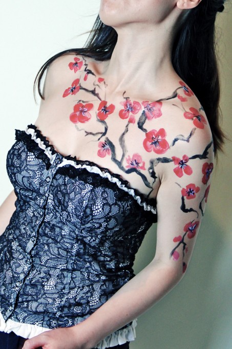 sakura non-nude body painting idea