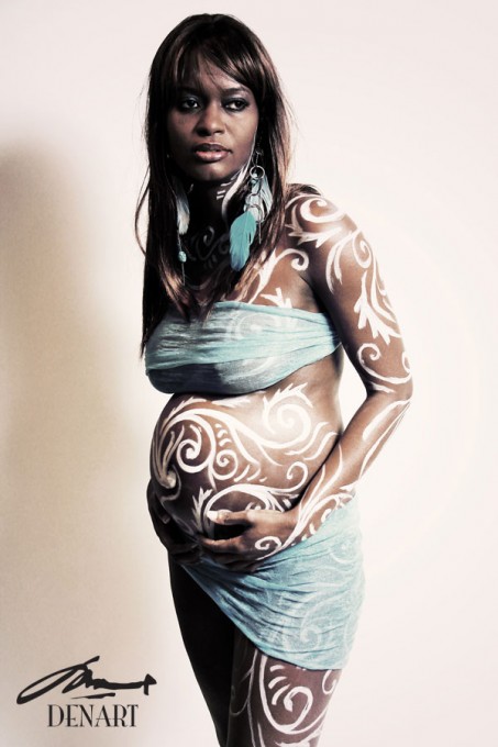 tribal maternity belly painting