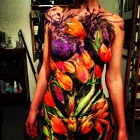 tulips body painting by DenArt studio in NYC