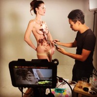 behind-the-scene chocolate body painting